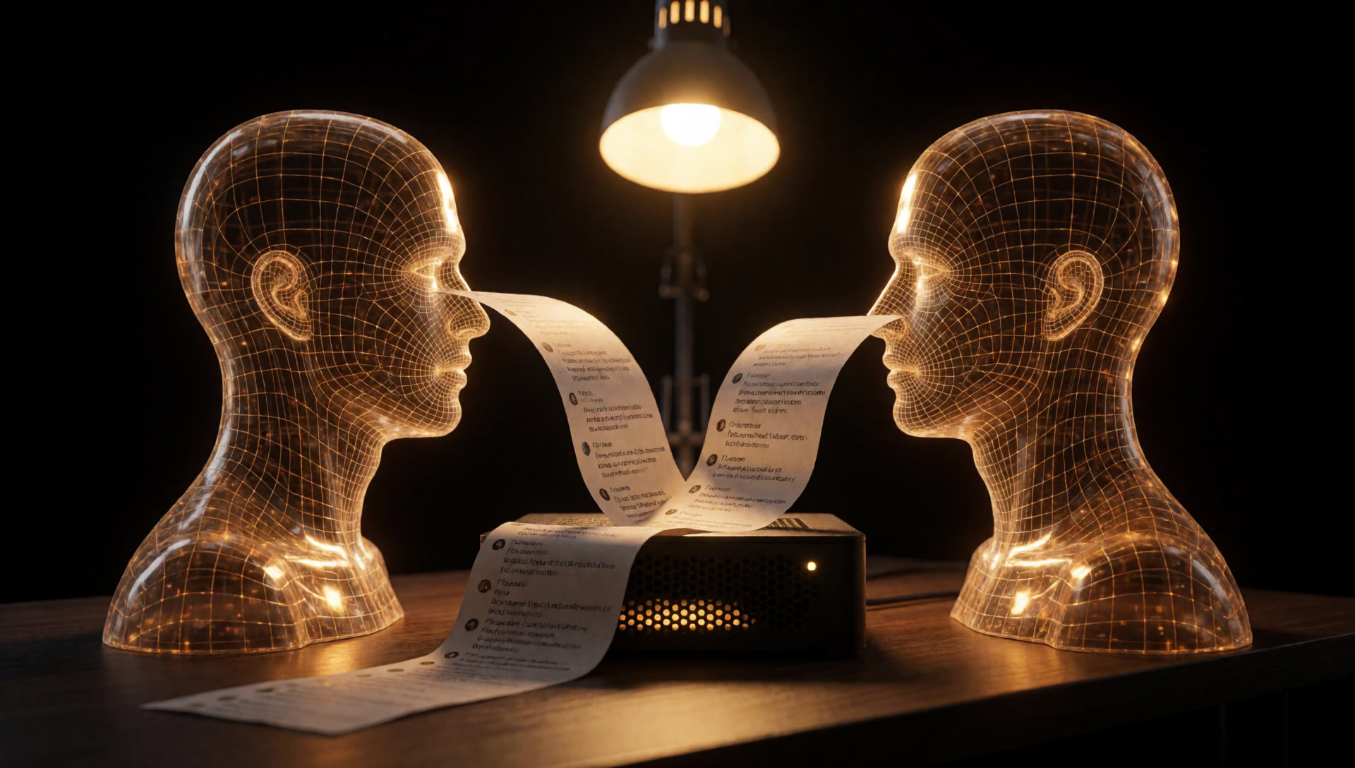 Abstract visualization of digital replication and AI cloning