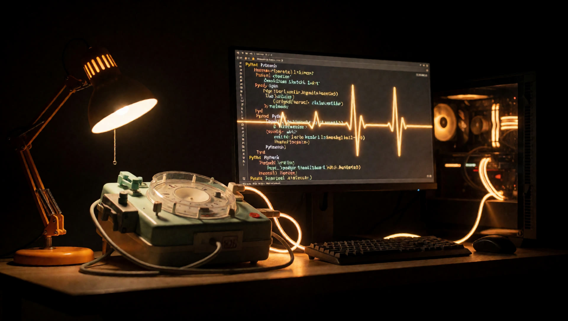 A terminal running a Python process under Lazarus, catching a crash and healing itself