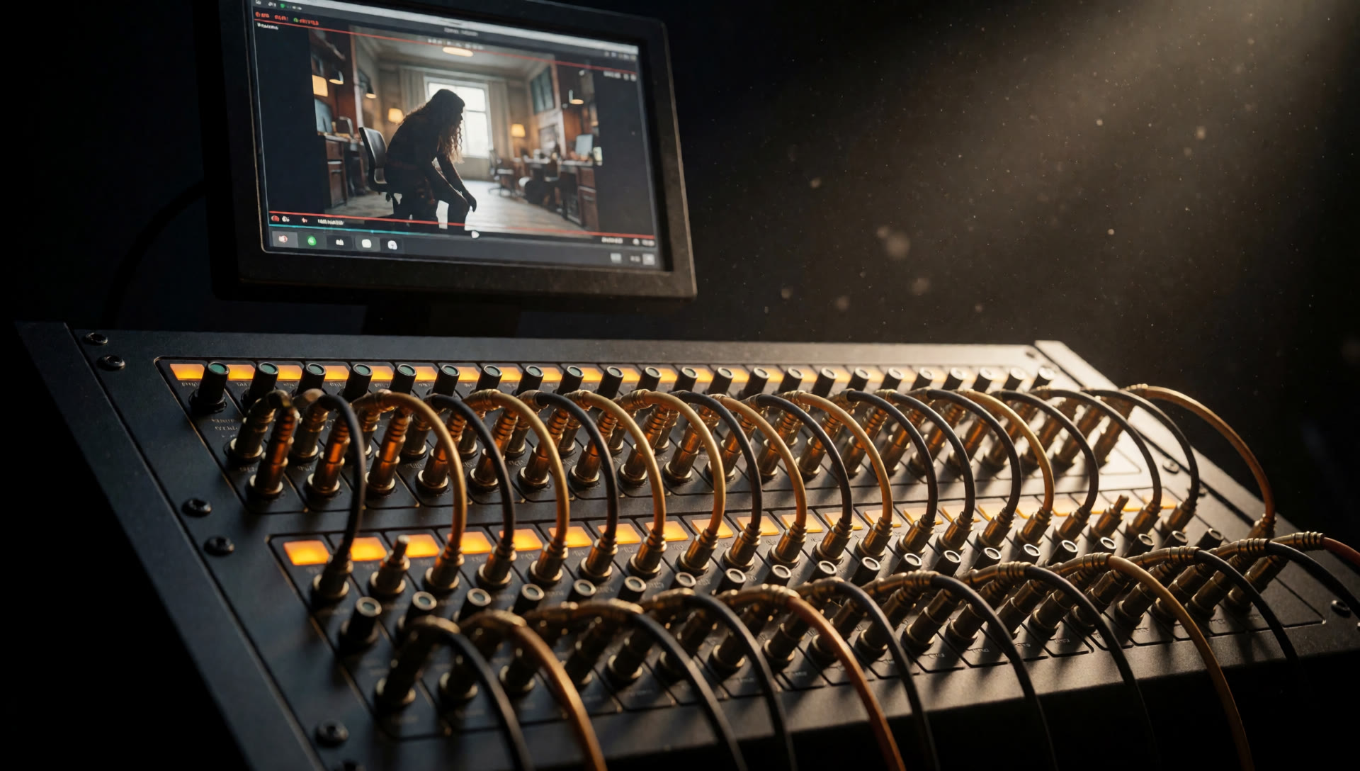 PATCHBAY, a dark industrial single-page control surface driving the WanGP video engine