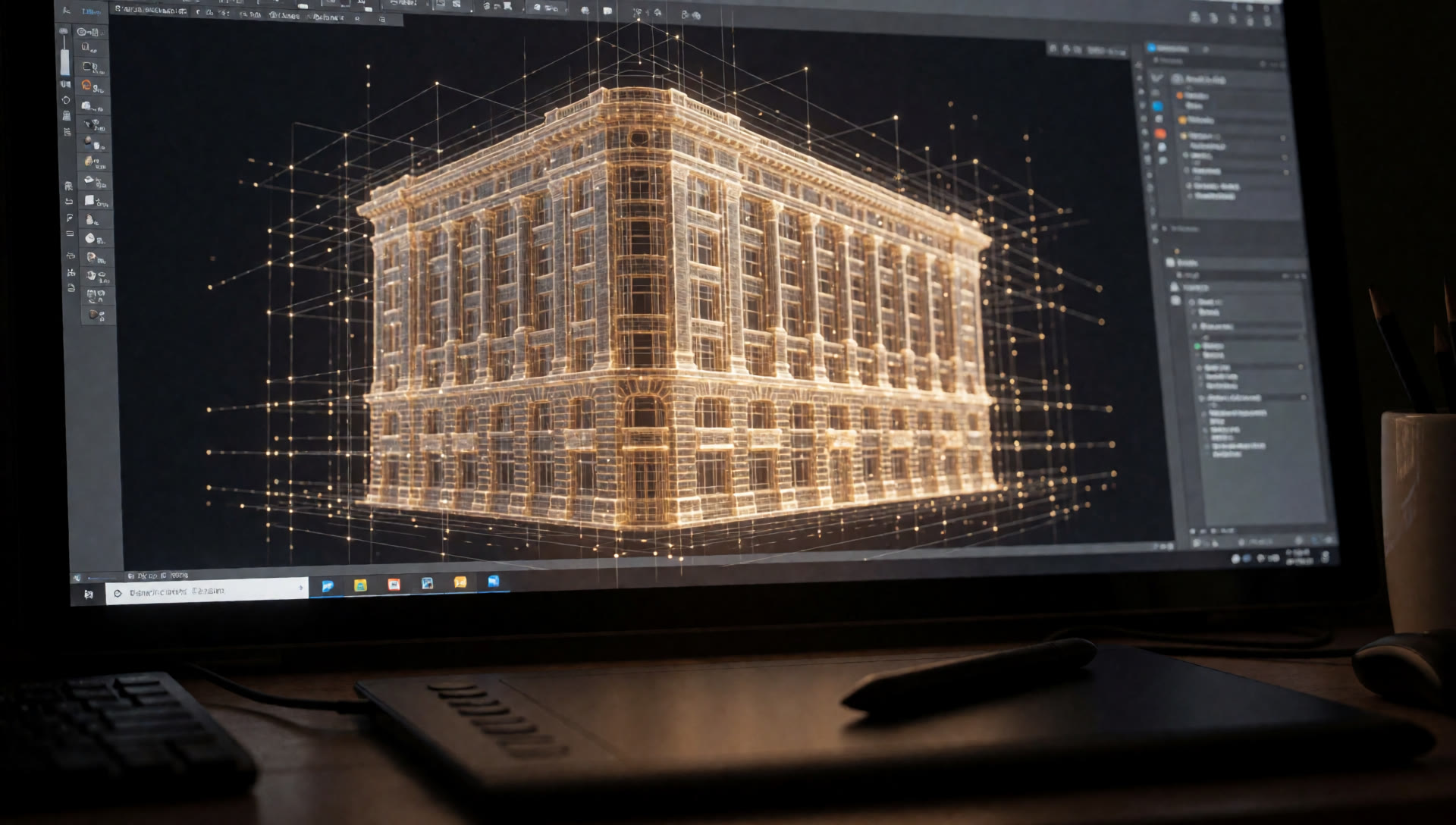 3D modeling workspace with Blender